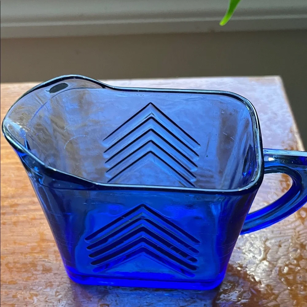 Cobalt Blue Chevron Creamer
